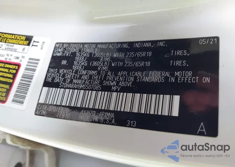 2021 Toyota Highlander Hybrid Xle from USA, damaged, VIN 5TDHARAH9MS507085